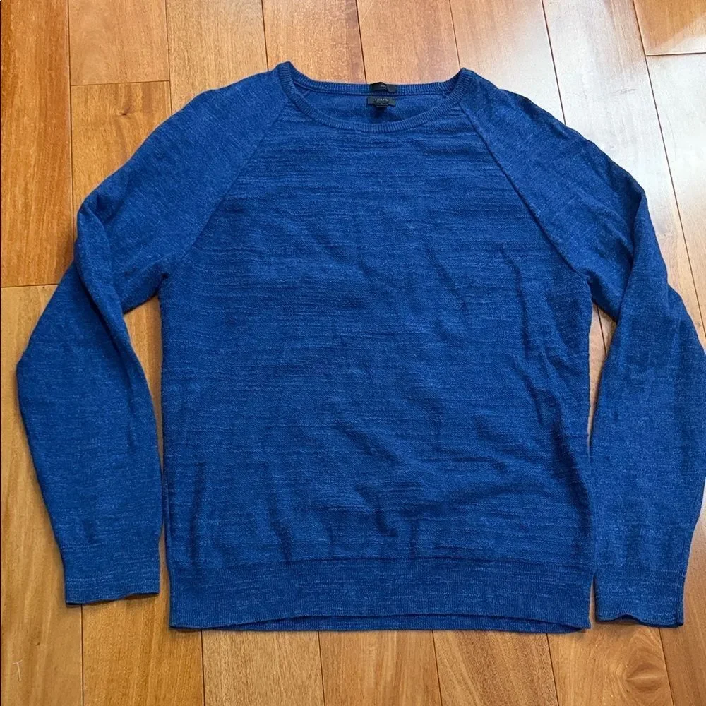 J. Crew Men's Deep Blue Crewneck Cotton Sweater Size L‎